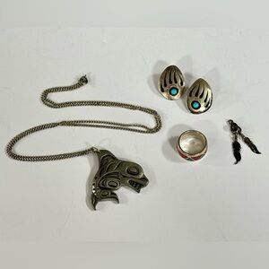 Native American Alaska Sterling 925 Fredrick Pewter Brenda Boyd Jewelry Lot